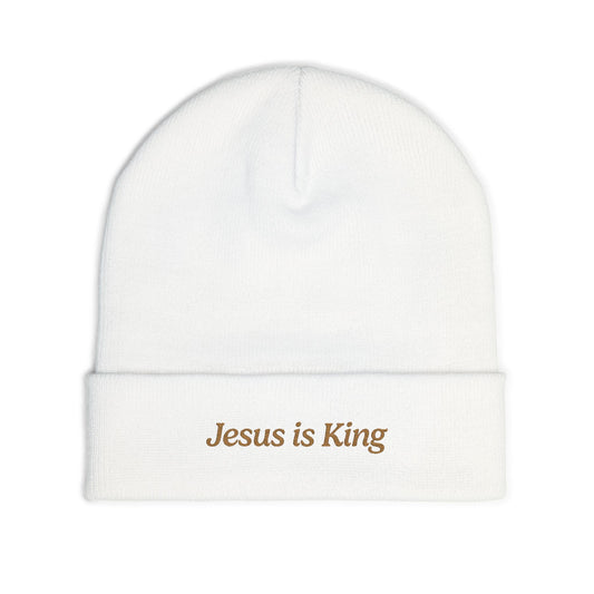Jesus is King Embroidered Knit Beanie