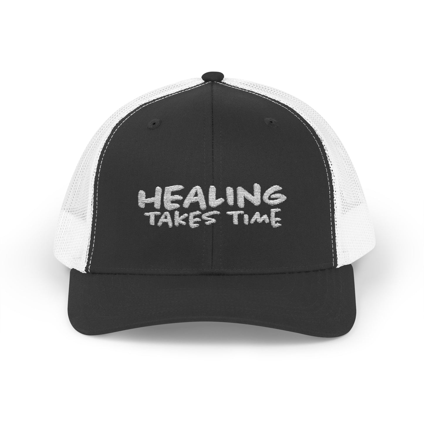 Healing Takes Time Embroidered Snapback Trucker Cap