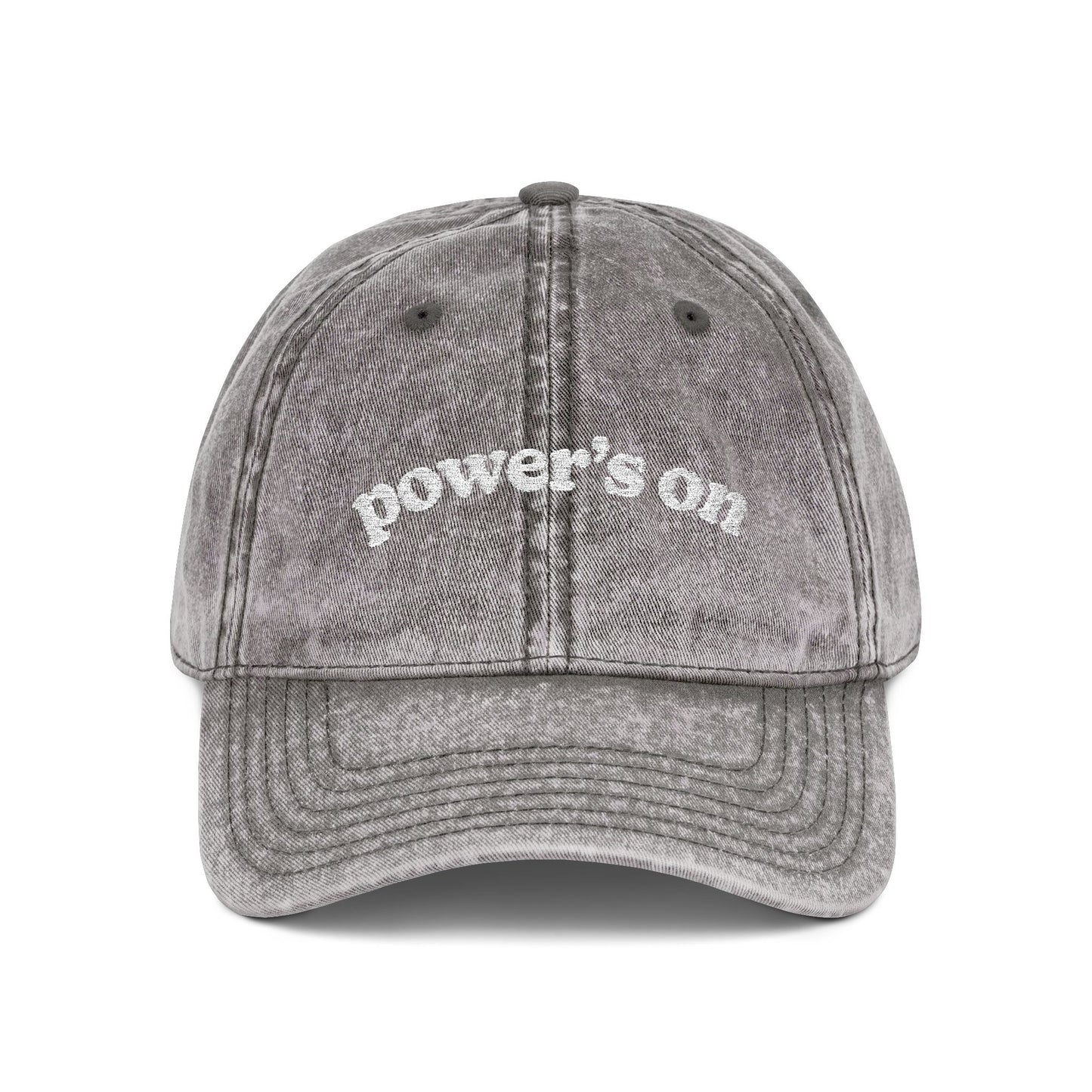 Power's On Embroidered Vintage Cap