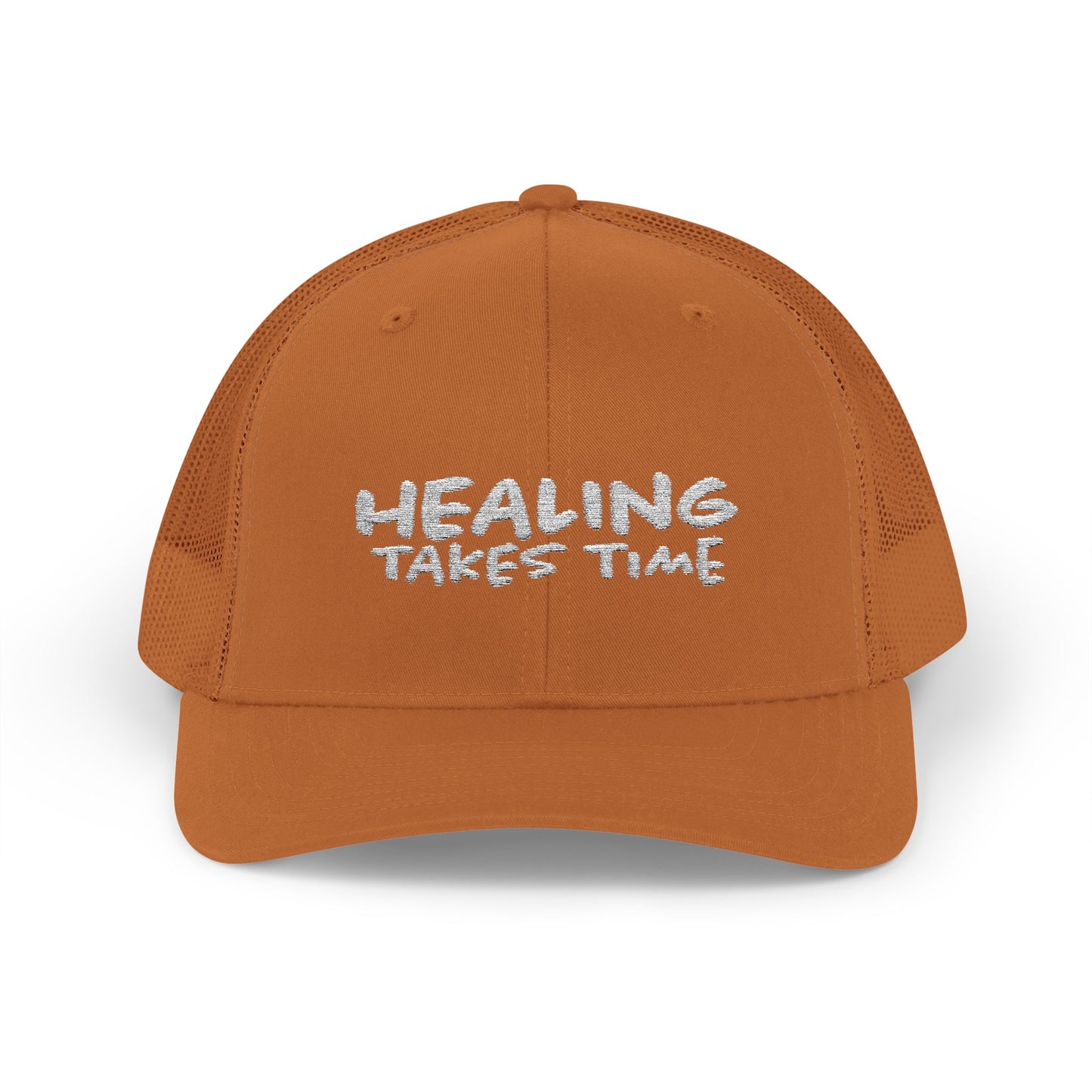 Healing Takes Time Embroidered Snapback Trucker Cap