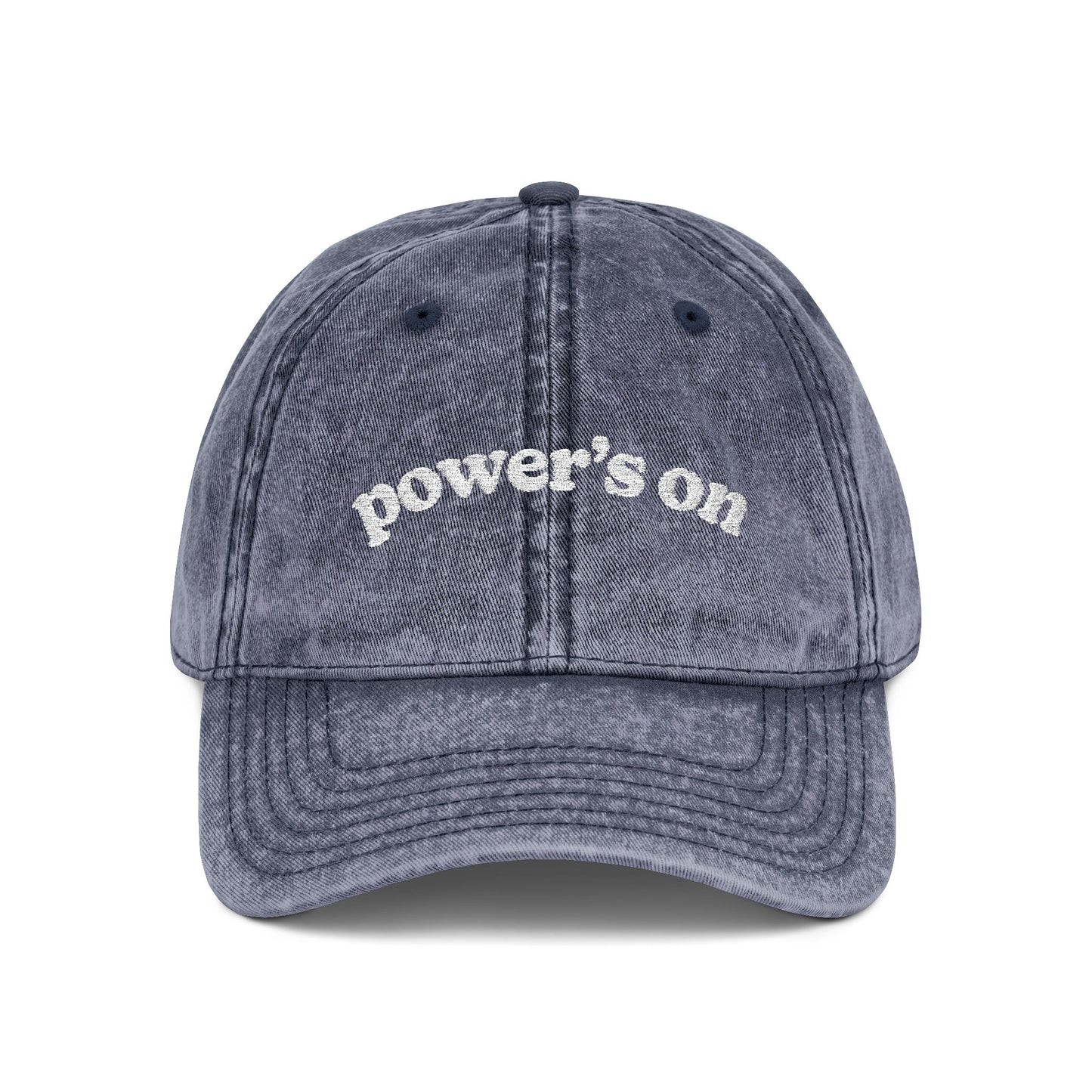 Power's On Embroidered Vintage Cap