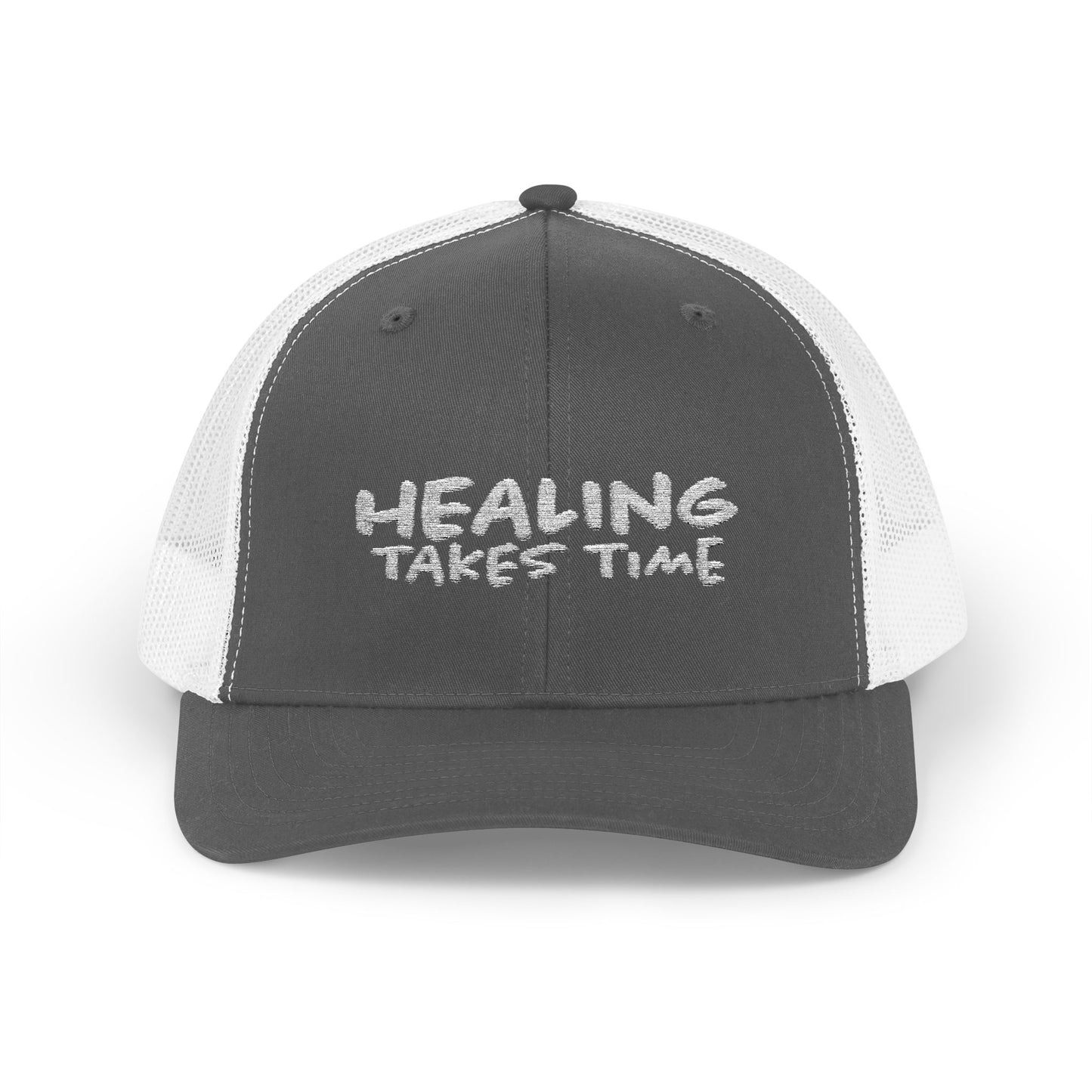 Healing Takes Time Embroidered Snapback Trucker Cap