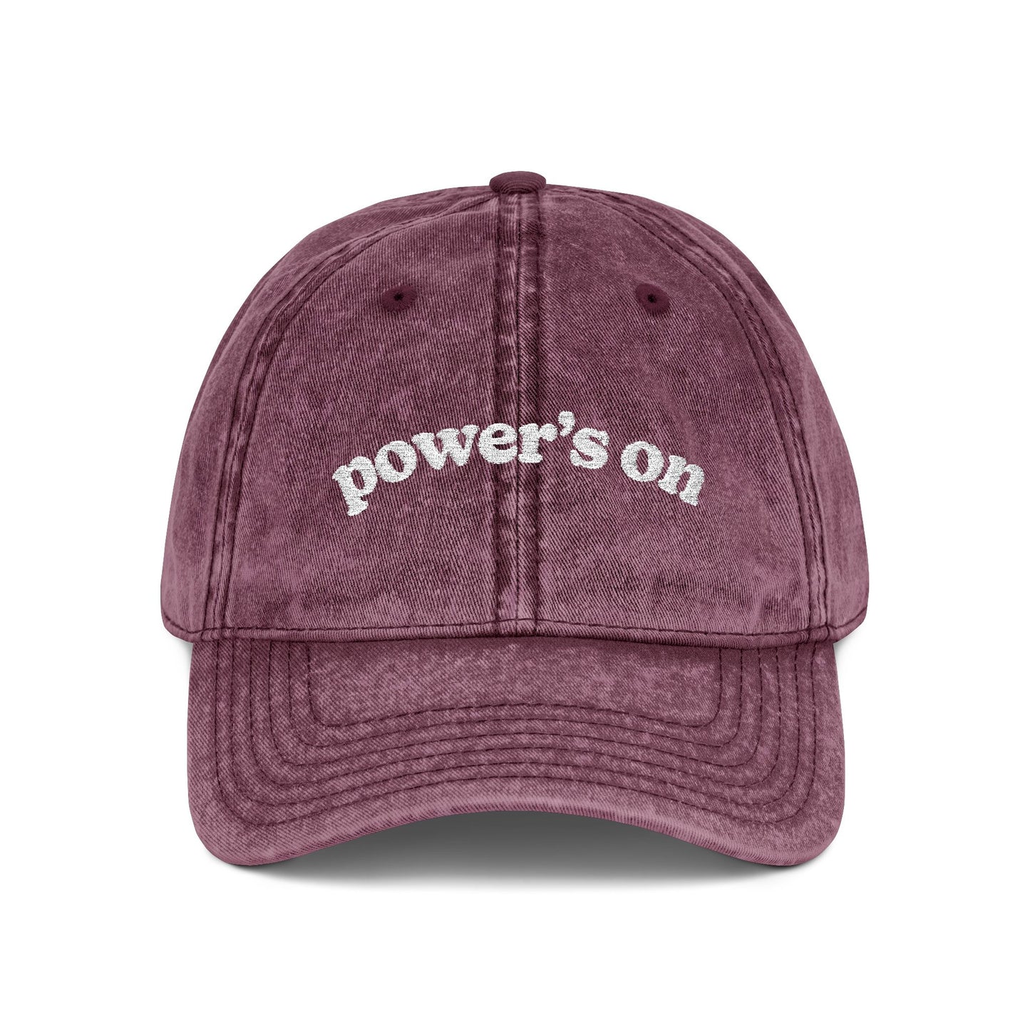 Power's On Embroidered Vintage Cap
