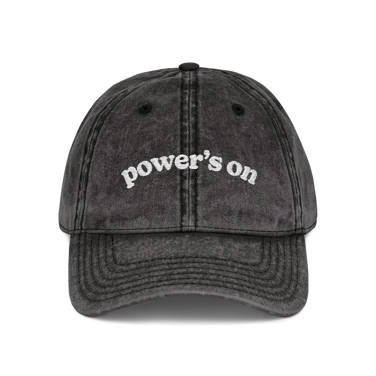 Power's On Embroidered Vintage Cap