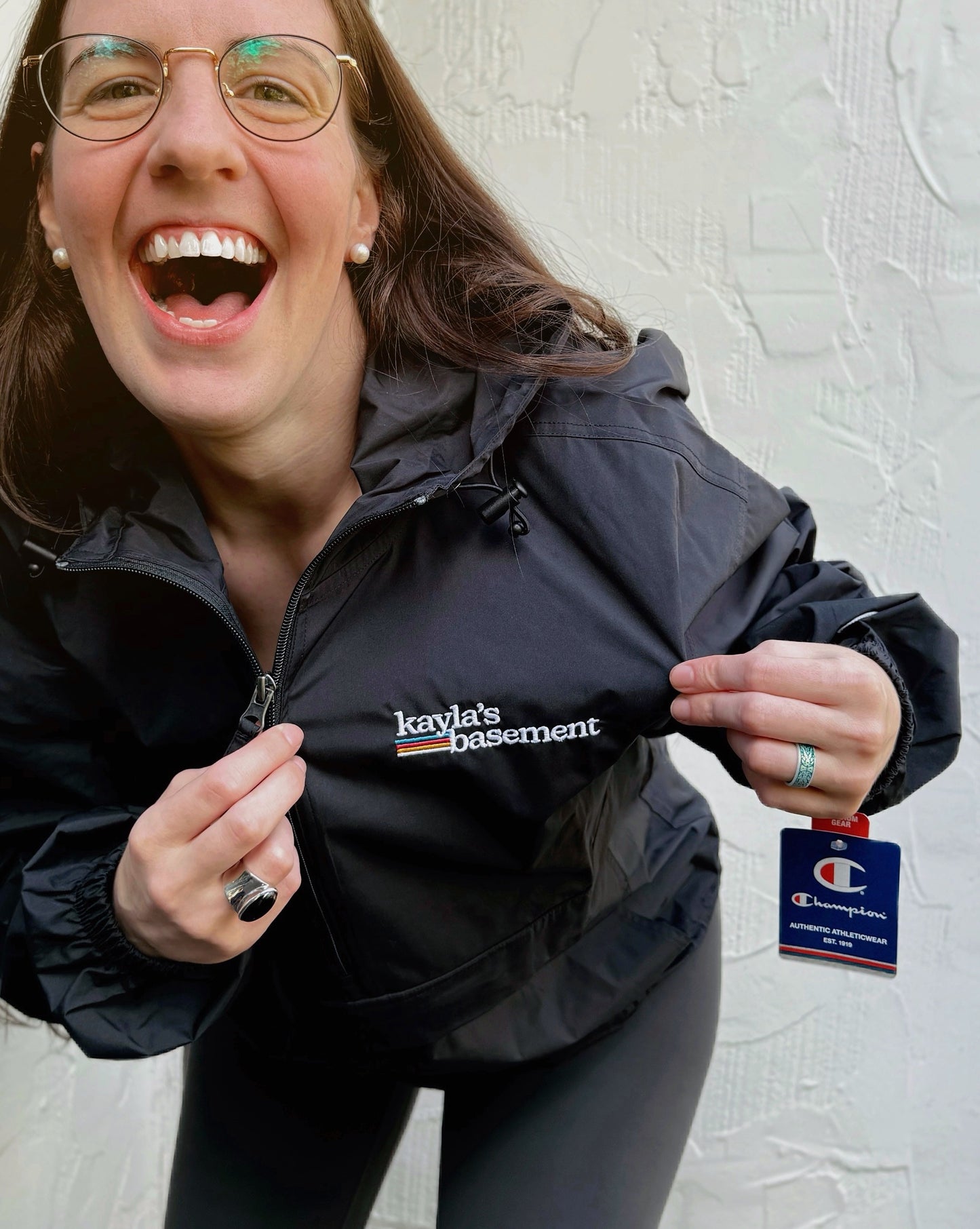 Kayla's Basement Embroidered Champion Unisex Packable Anorak Jacket