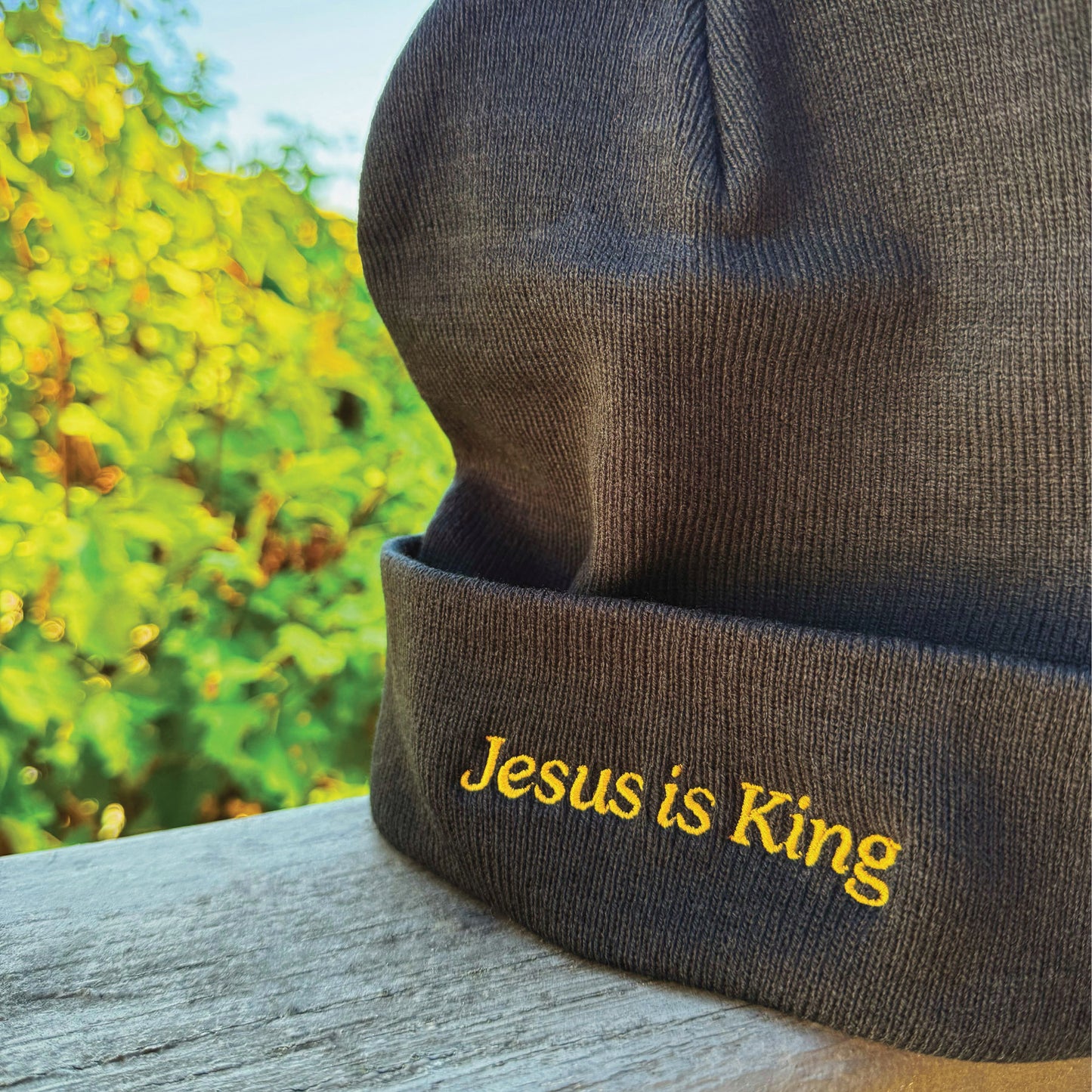 Jesus is King Embroidered Knit Beanie