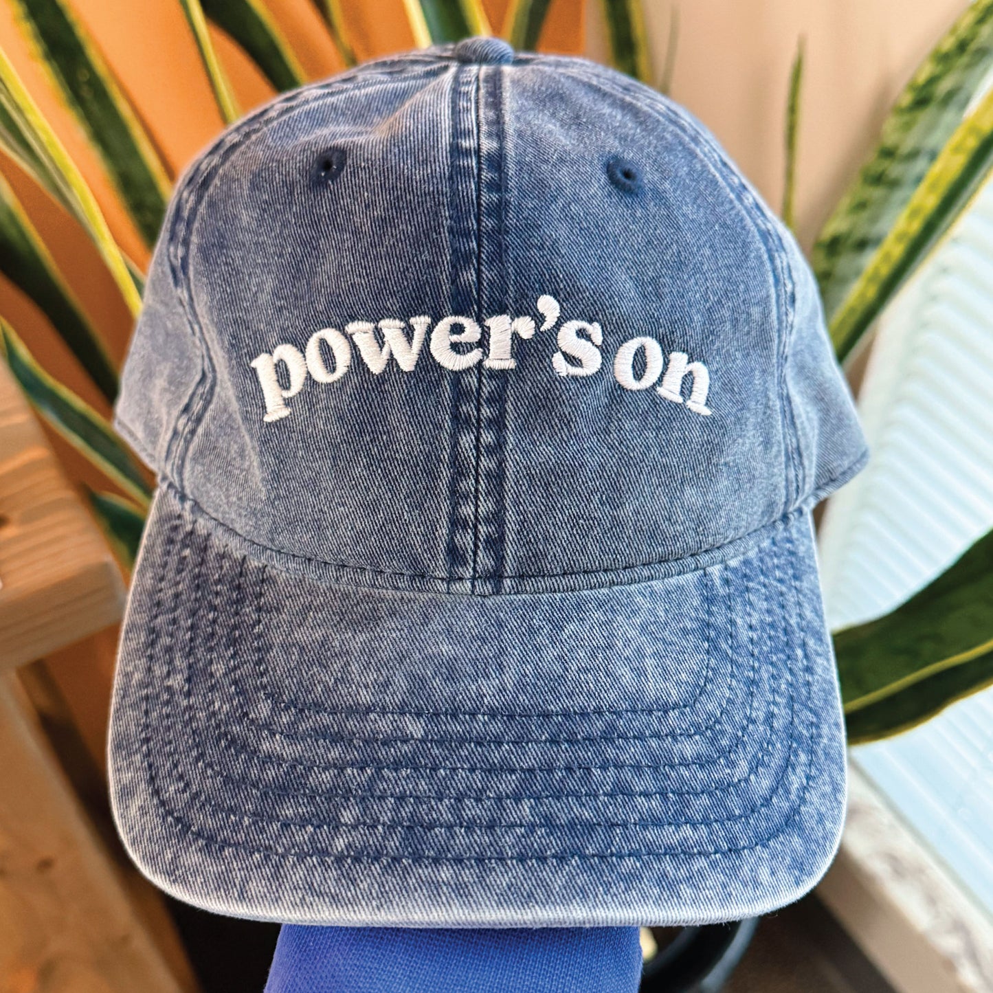 Power's On Embroidered Vintage Cap