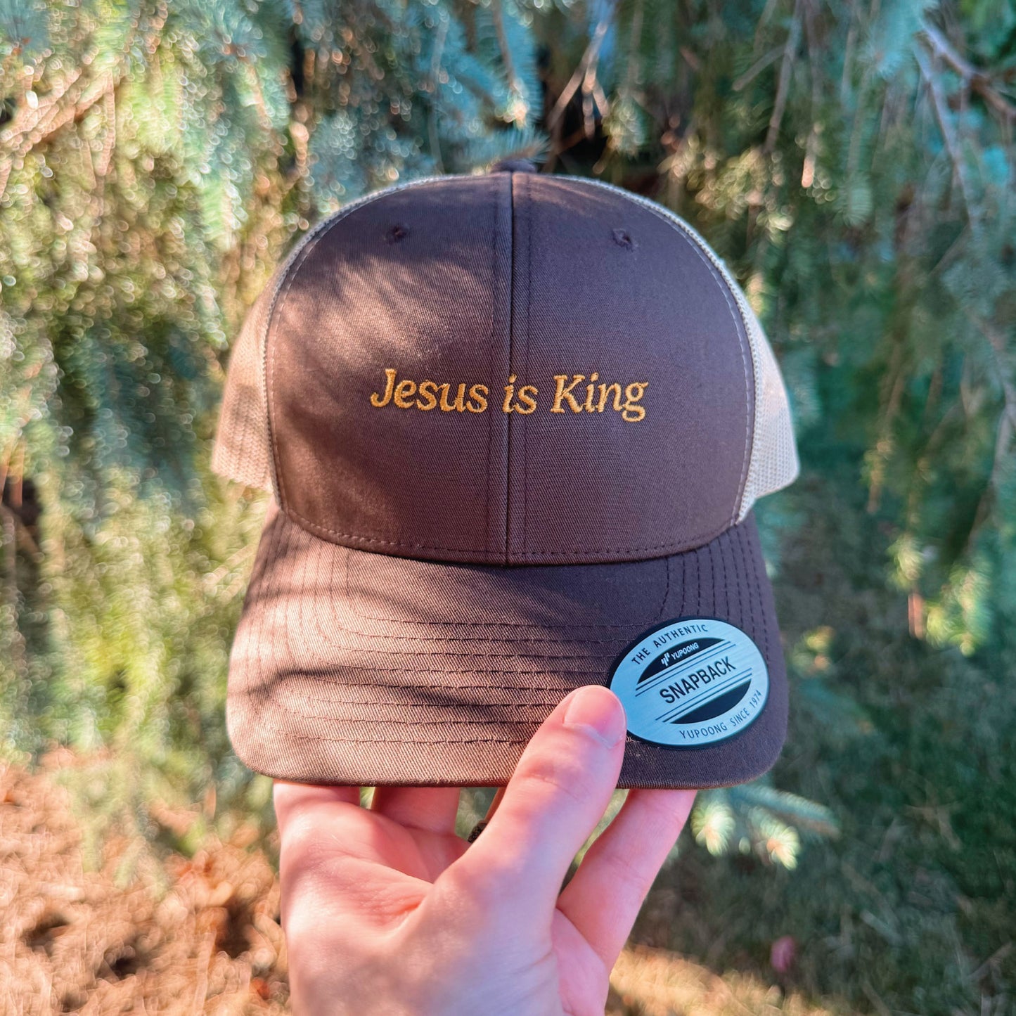 Jesus is King Embroidered Snapback Trucker Cap