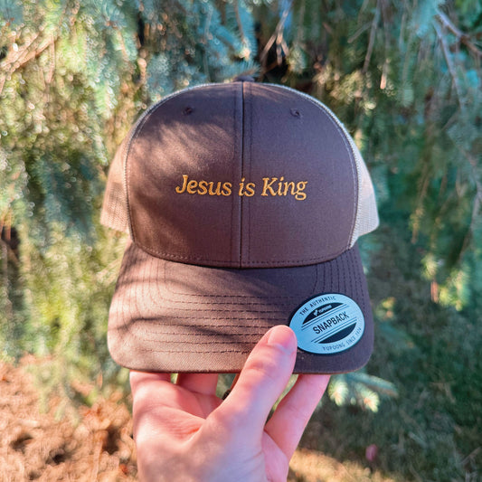 Jesus is King Embroidered Snapback Trucker Cap