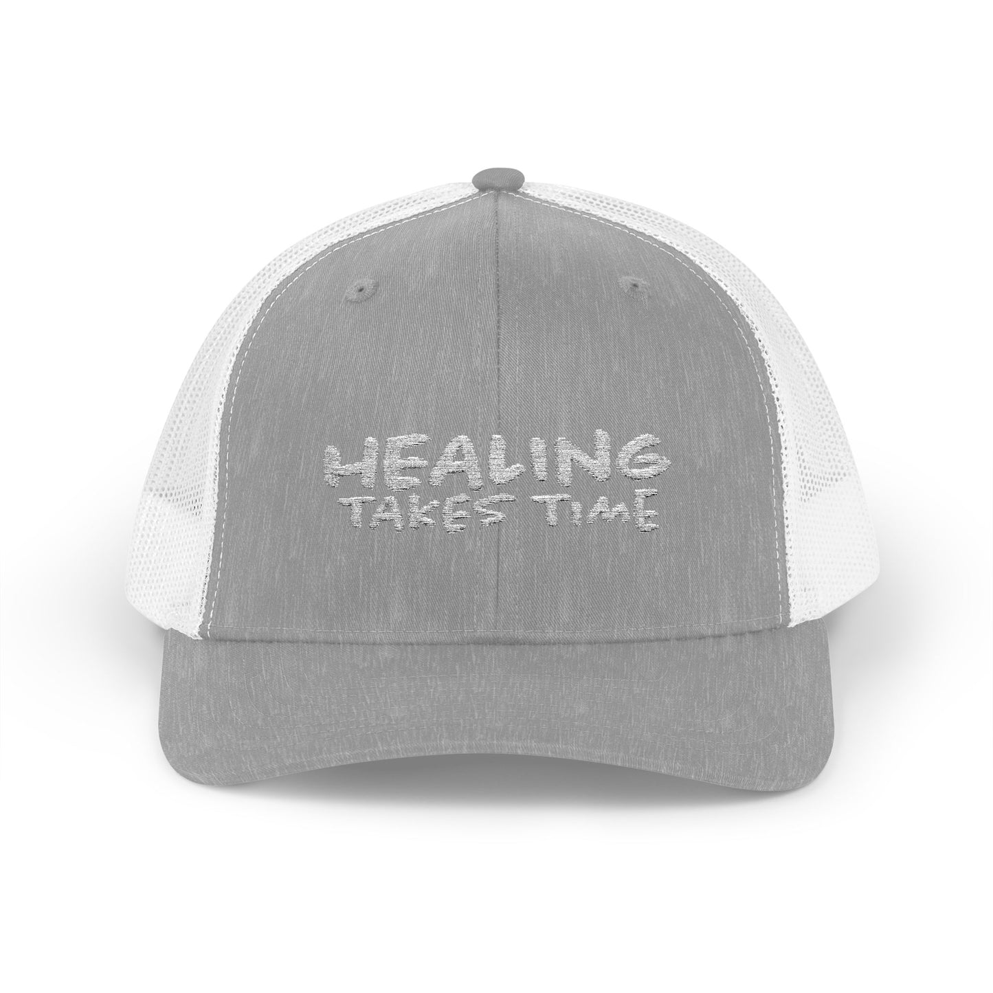Healing Takes Time Embroidered Snapback Trucker Cap