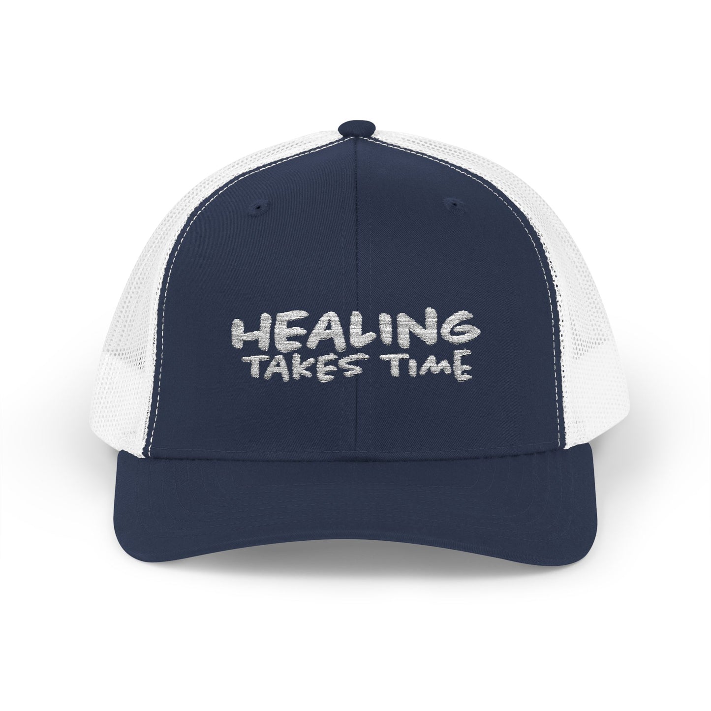 Healing Takes Time Embroidered Snapback Trucker Cap