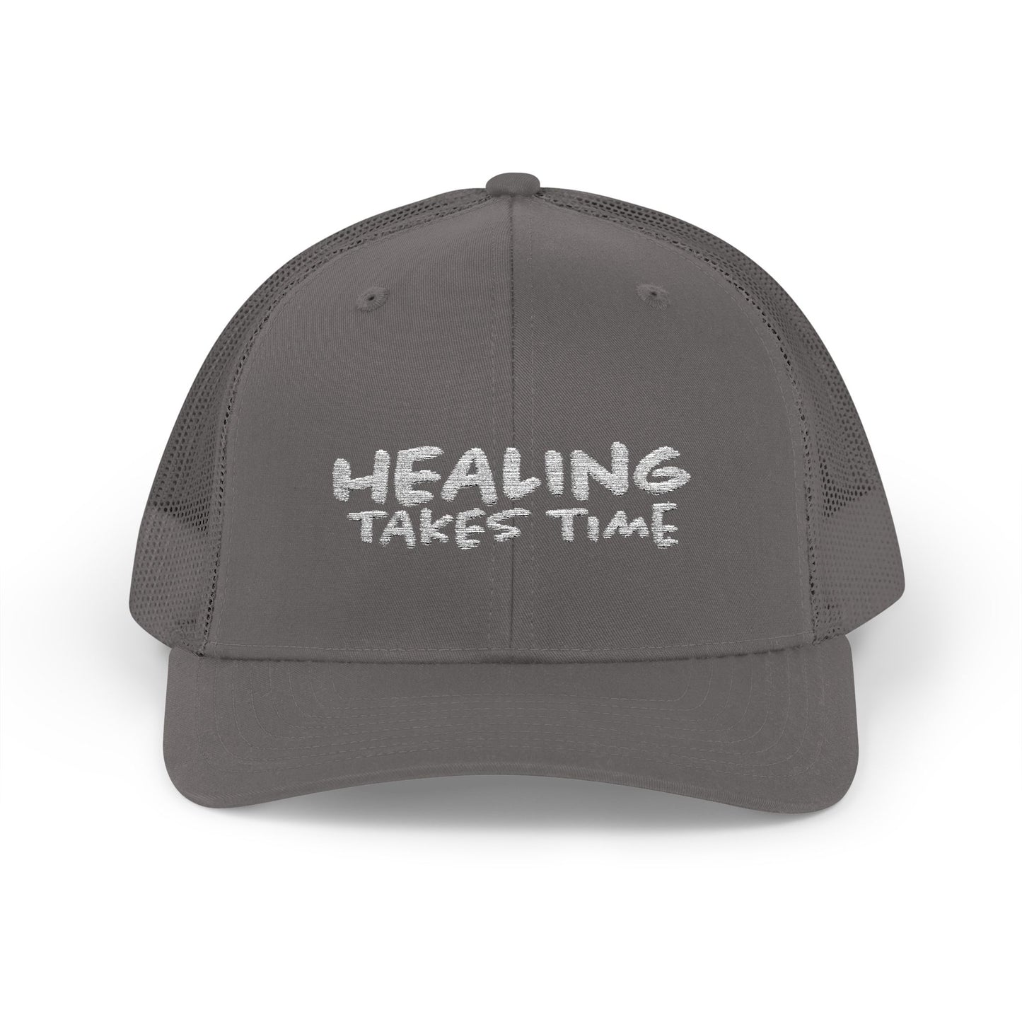 Healing Takes Time Embroidered Snapback Trucker Cap