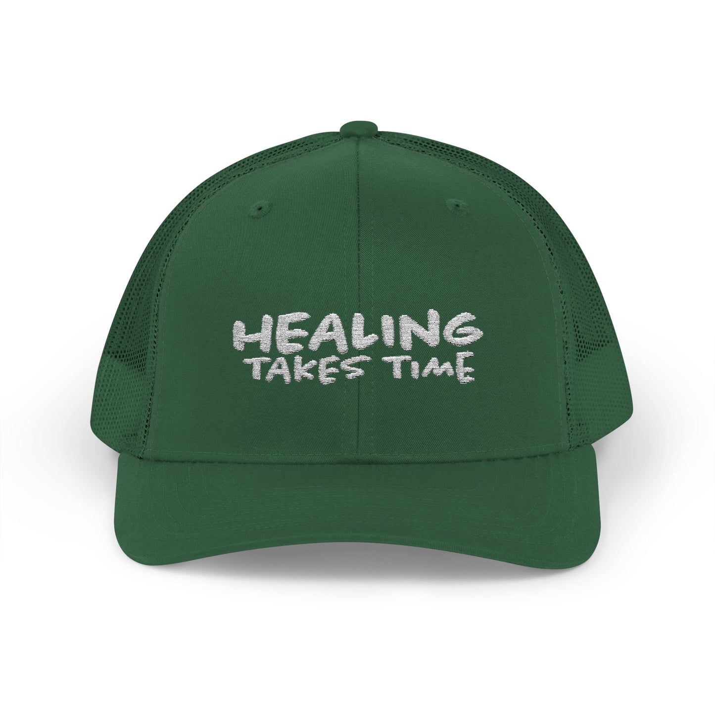 Healing Takes Time Embroidered Snapback Trucker Cap