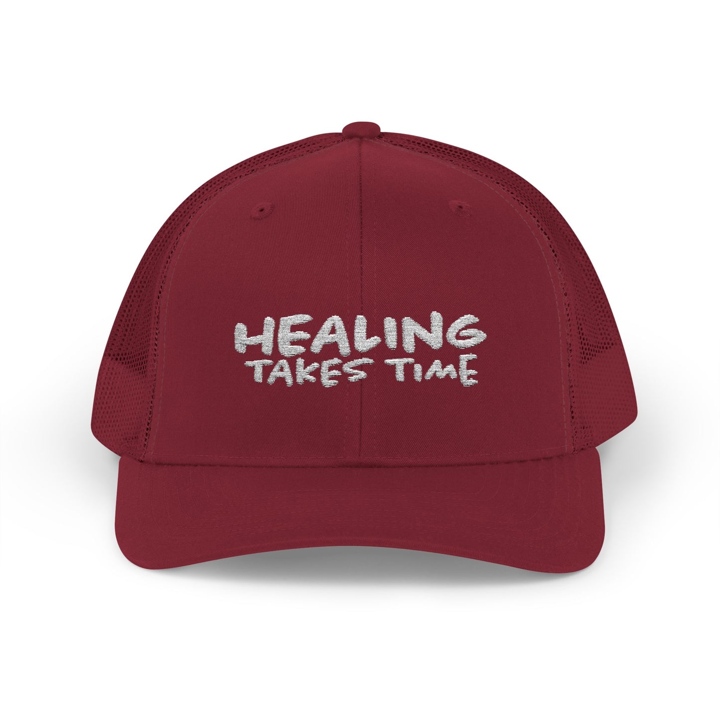 Healing Takes Time Embroidered Snapback Trucker Cap