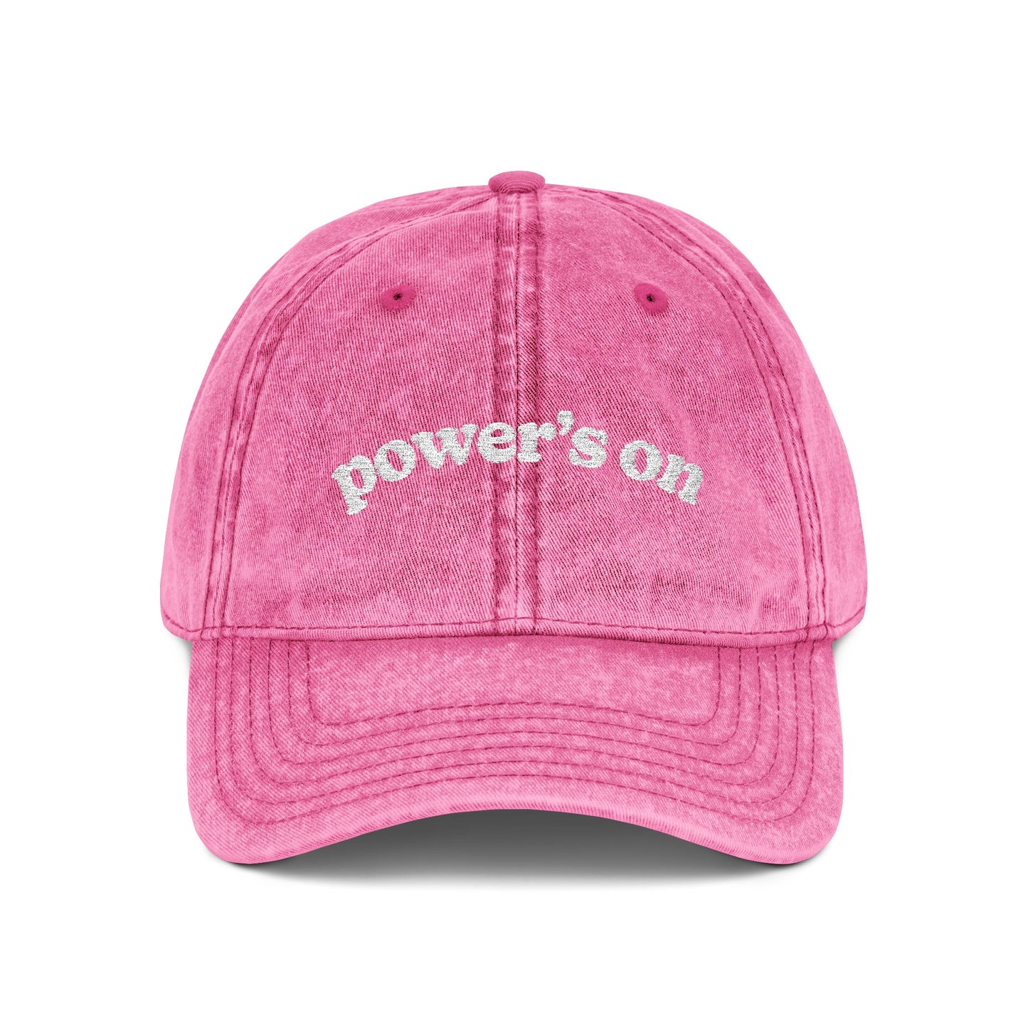 Power's On Embroidered Vintage Cap
